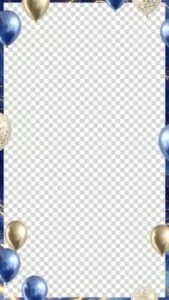 Blue Gold Party Photo Booth Template Portrait Animated Overlay