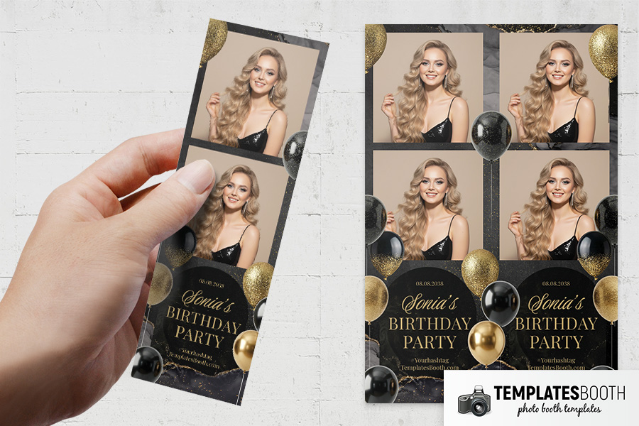 Black & Gold Party Photo Booth Template Preview