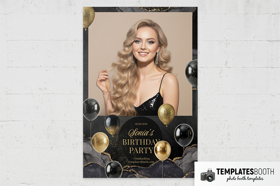 Black & Gold Party Photo Booth Template Preview