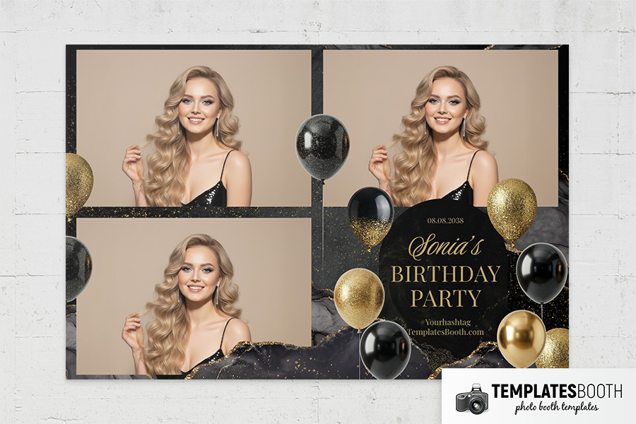 Black & Gold Party Photo Booth Template Preview