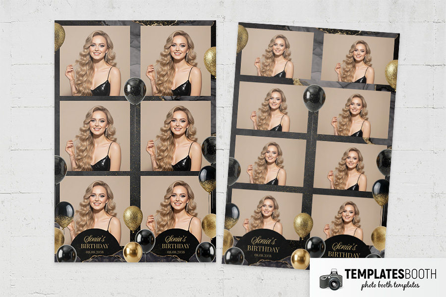 Black & Gold Party Photo Booth Template Preview