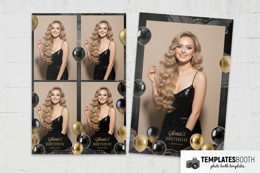 Black & Gold Party Photo Booth Template Preview
