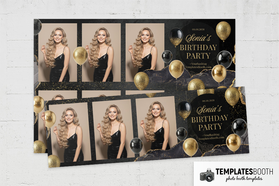 Black & Gold Party Photo Booth Template Preview