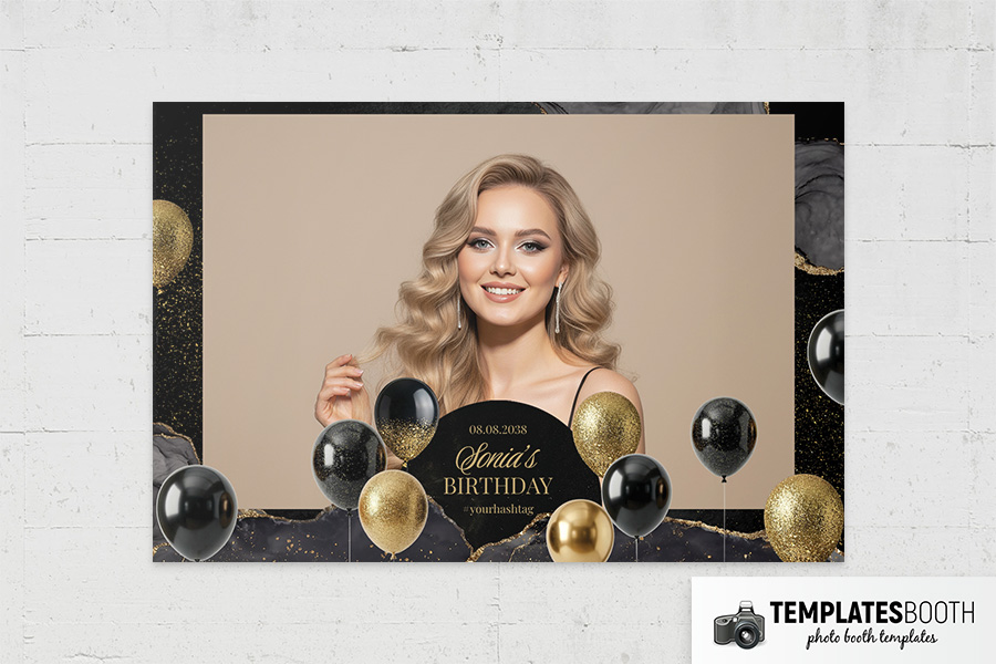 Black & Gold Party Photo Booth Template Preview