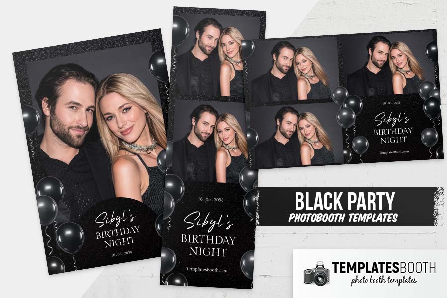 Black Party Photo Booth Template Preview