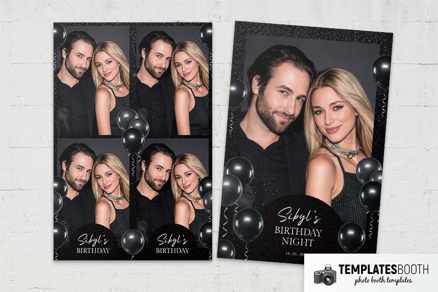 Black Party Photo Booth Template Preview