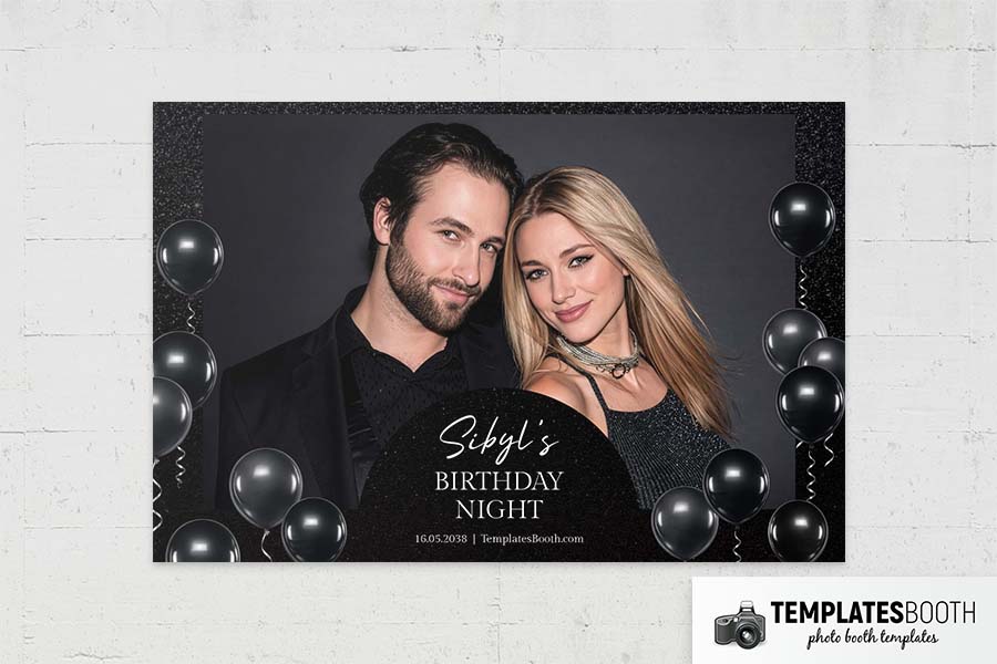 Black Party Photo Booth Template Preview