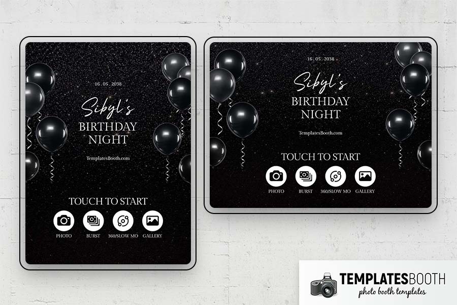 Black Party Photo Booth Template Preview