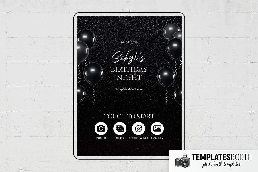 Black Party Photo Booth Template Preview