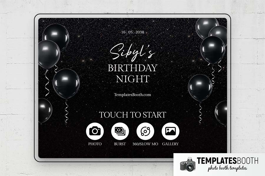 Black Party Photo Booth Template Preview