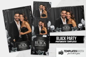 Modèle de photomaton pour soirée en noir