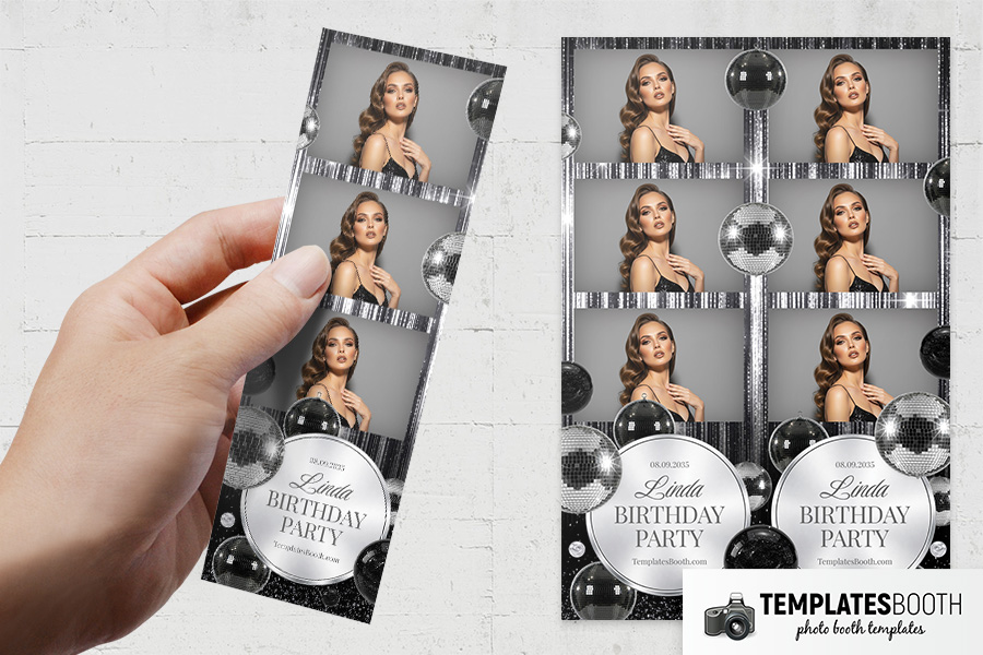 Black & Silver Party Photo Booth Template Preview