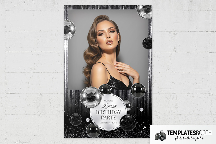 Black & Silver Party Photo Booth Template Preview