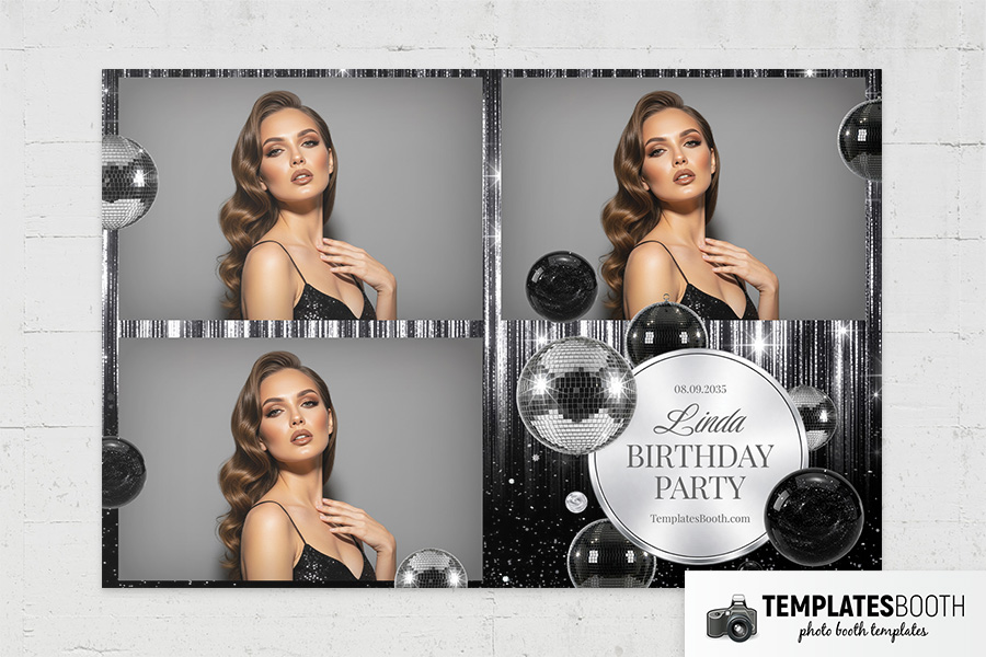 Black & Silver Party Photo Booth Template Preview