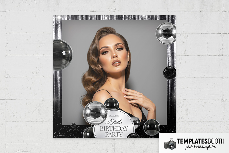 Black & Silver Party Photo Booth Template Preview