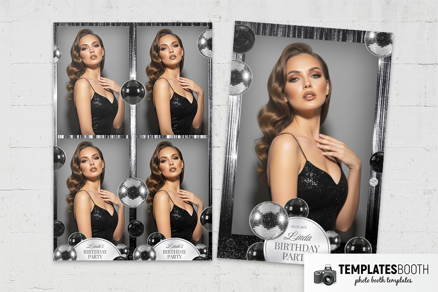 Black & Silver Party Photo Booth Template Preview