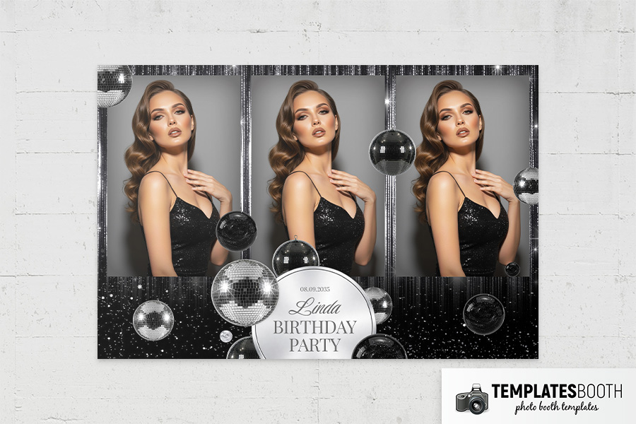 Black & Silver Party Photo Booth Template Preview