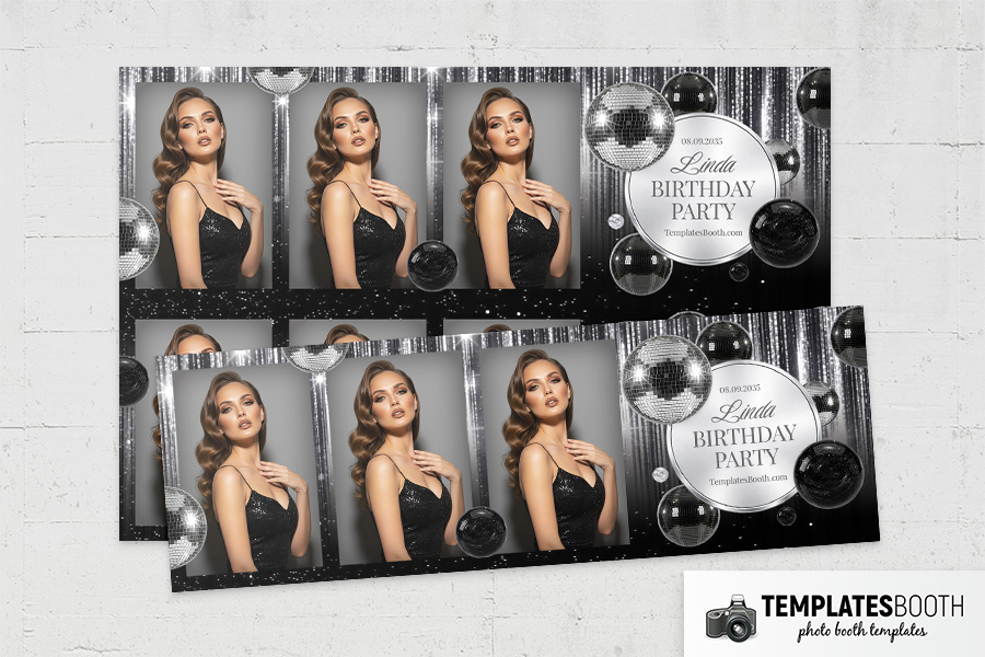 Black & Silver Party Photo Booth Template Preview