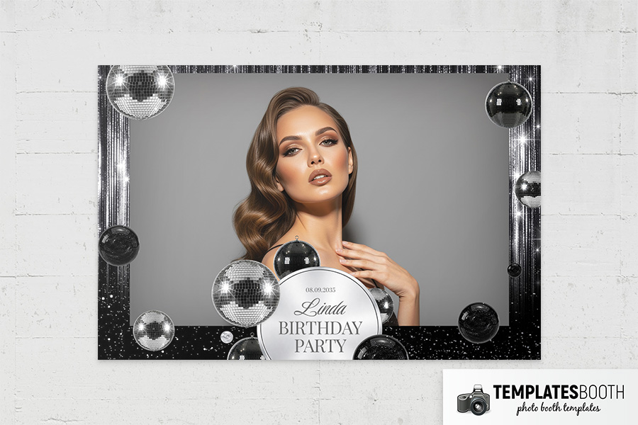Black & Silver Party Photo Booth Template Preview