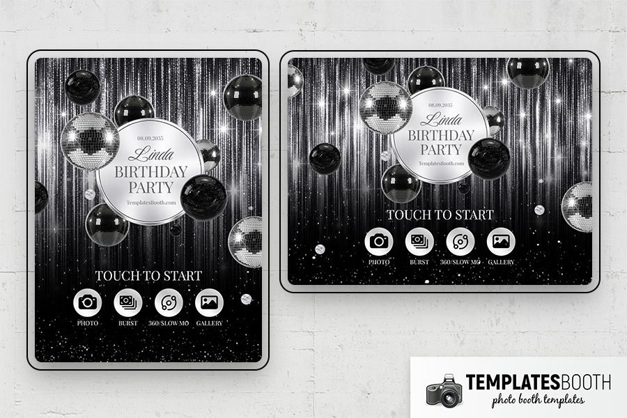 Black & Silver Party Photo Booth Template Preview