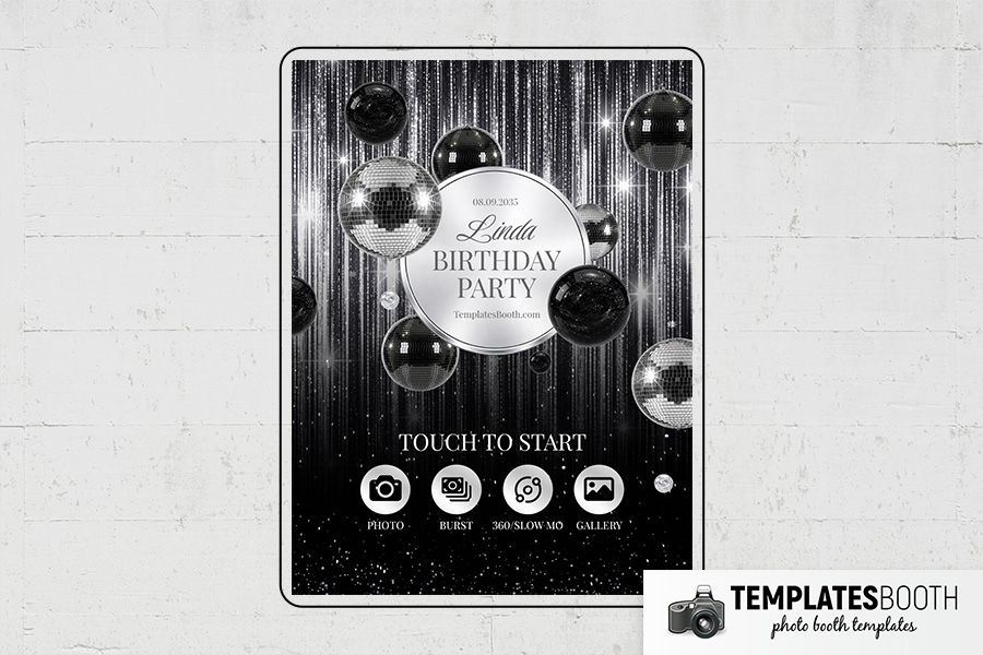 Black & Silver Party Photo Booth Template Preview