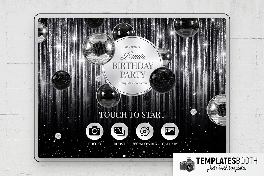Black & Silver Party Photo Booth Template Preview