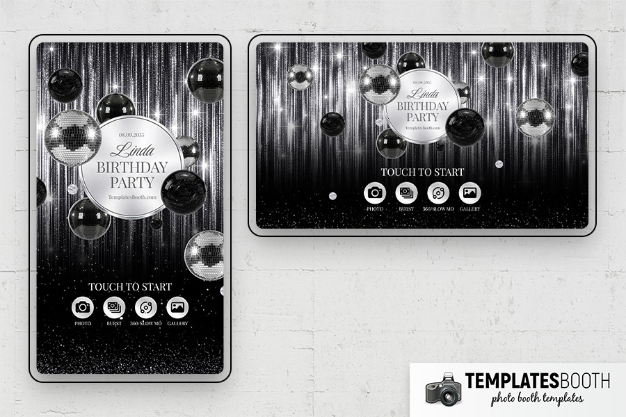 Black & Silver Party Photo Booth Template Preview