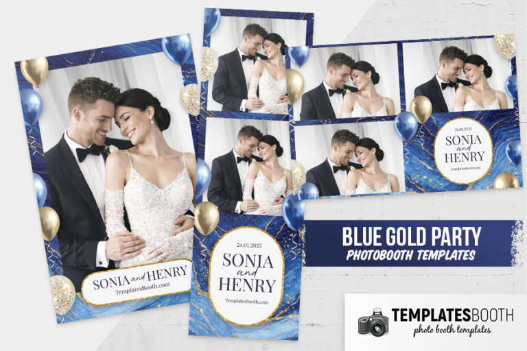 Blue Gold Party Photo Booth Template