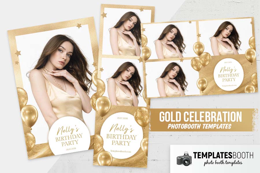 Gold Celebration Photo Booth Template Preview