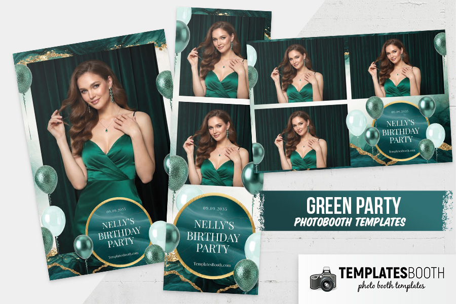 Green Party Photo Booth Template Preview