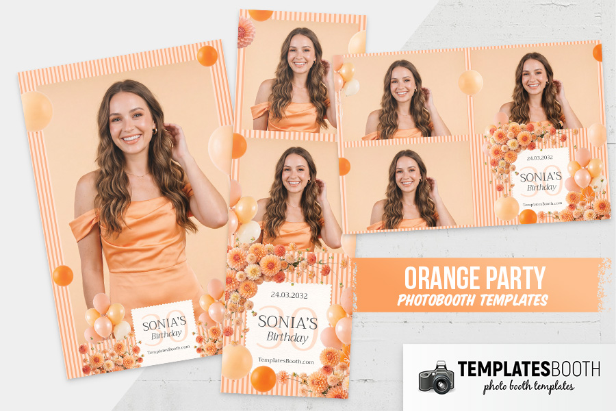 Orange Party Photo Booth Template Preview