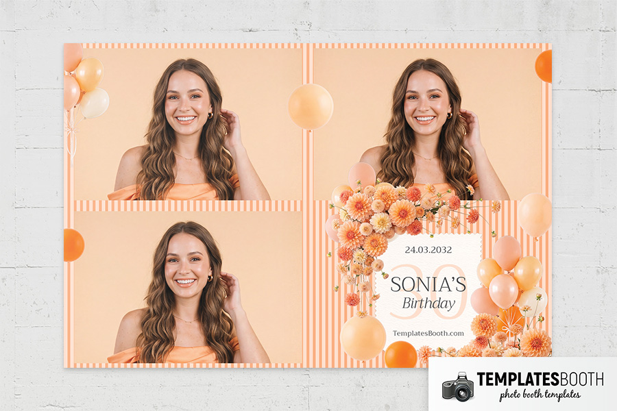 Orange Party Photo Booth Template Preview