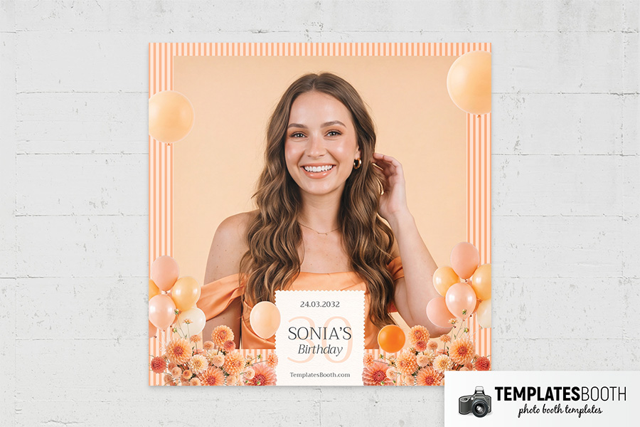 Orange Party Photo Booth Template Preview