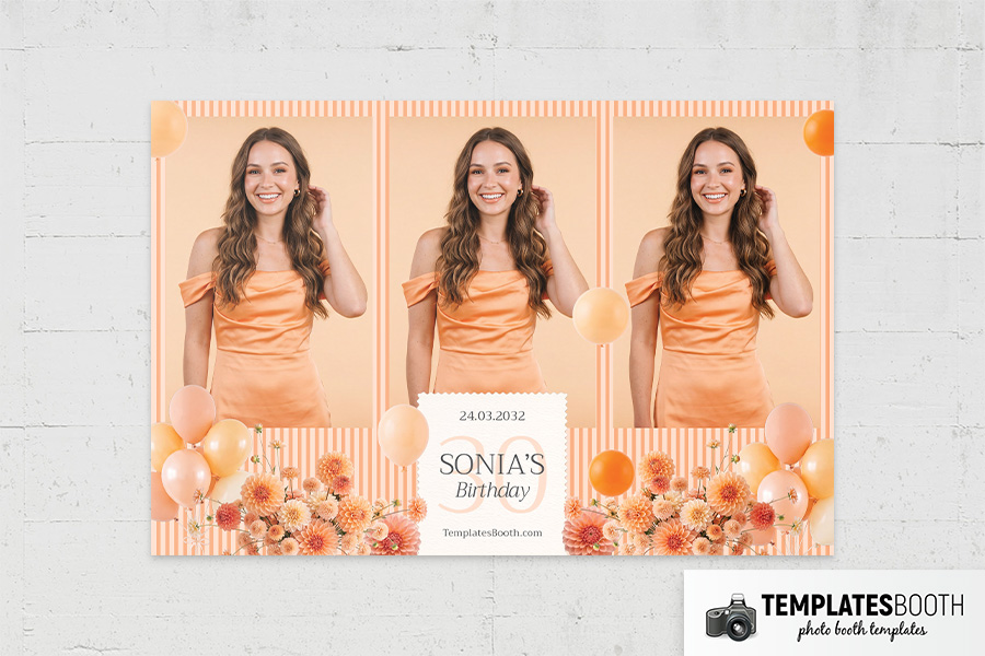 Orange Party Photo Booth Template Preview
