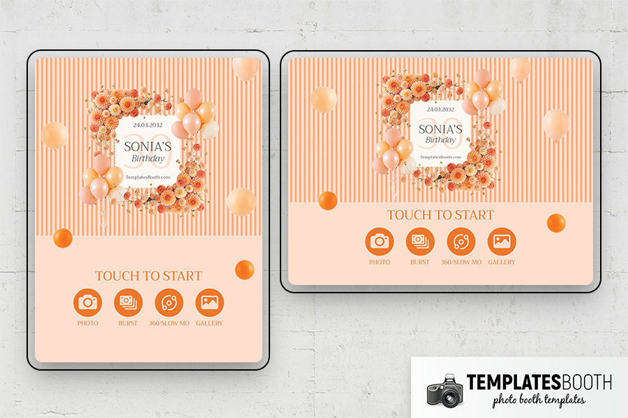 Orange Party Photo Booth Template Preview