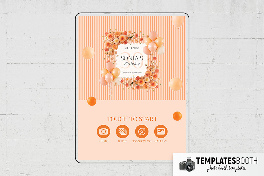 Orange Party Photo Booth Template Preview