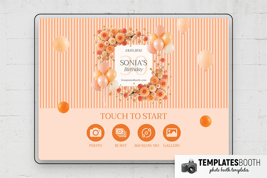 Orange Party Photo Booth Template Preview