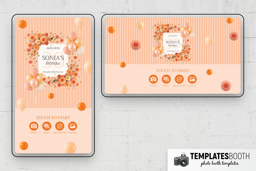 Orange Party Photo Booth Template Preview