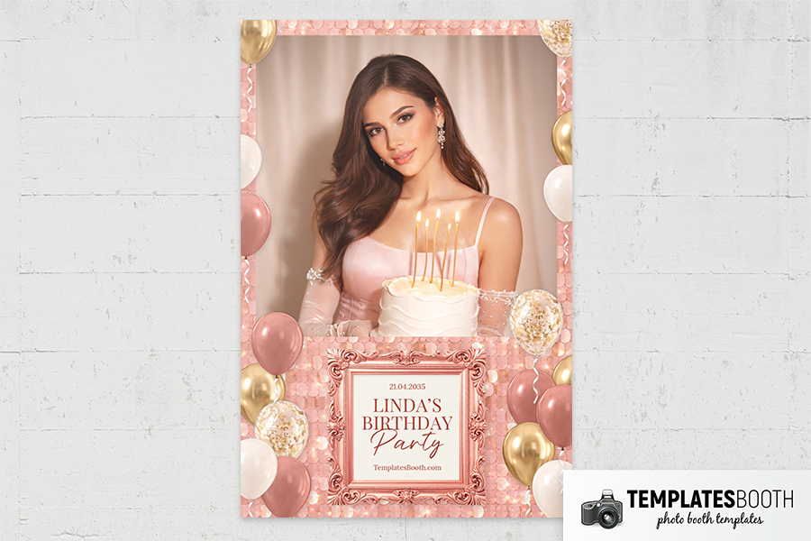 Pink Gold Party Photo Booth Template Preview