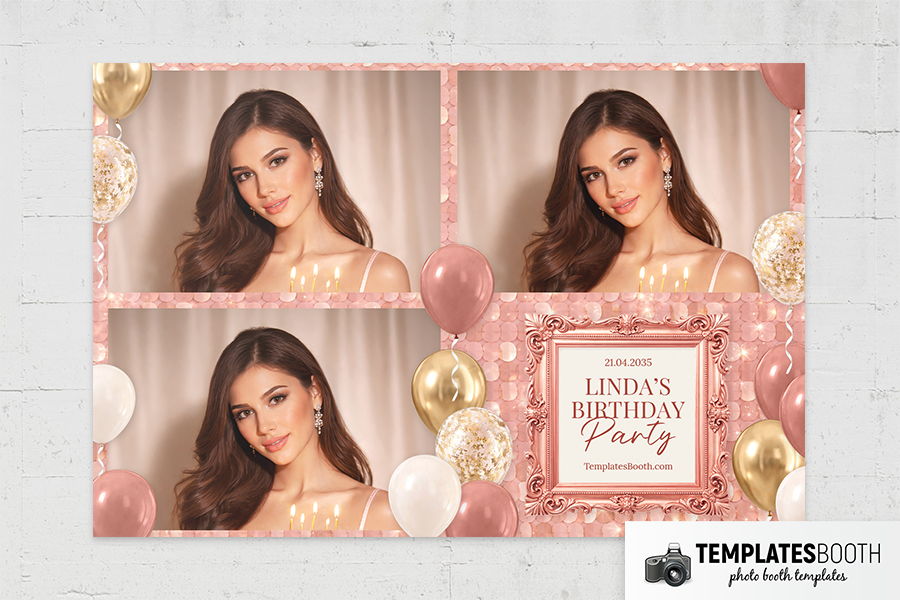 Pink Gold Party Photo Booth Template Preview