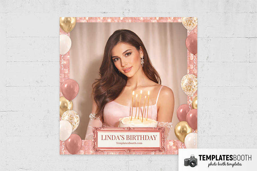 Pink Gold Party Photo Booth Template Preview