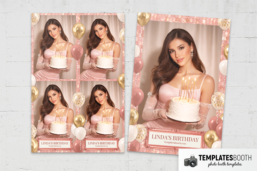 Pink Gold Party Photo Booth Template Preview