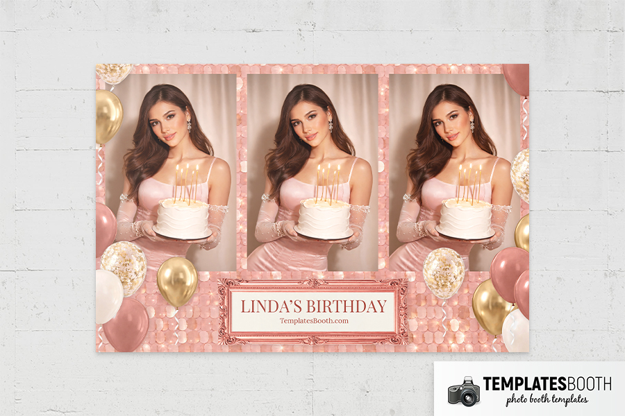 Pink Gold Party Photo Booth Template Preview