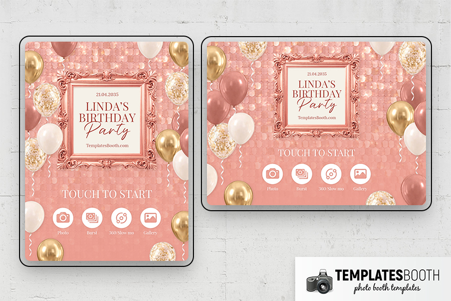 Pink Gold Party Photo Booth Template Preview