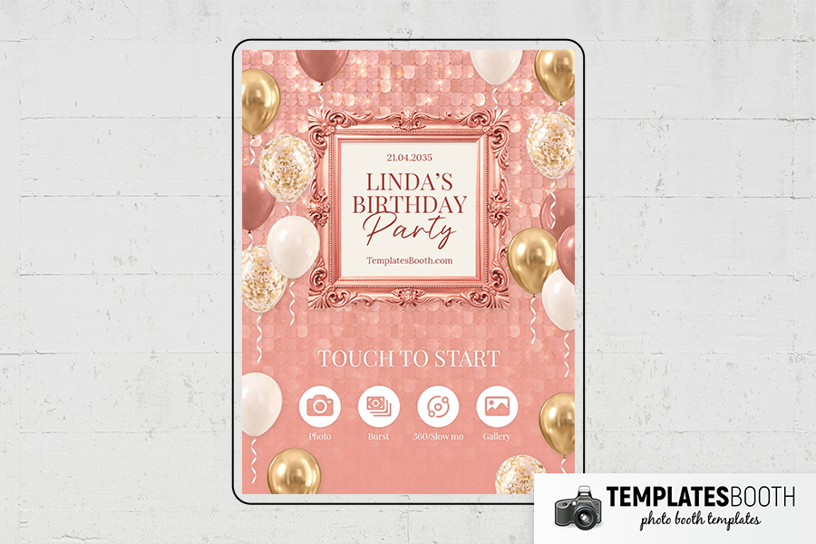 Pink Gold Party Photo Booth Template Preview