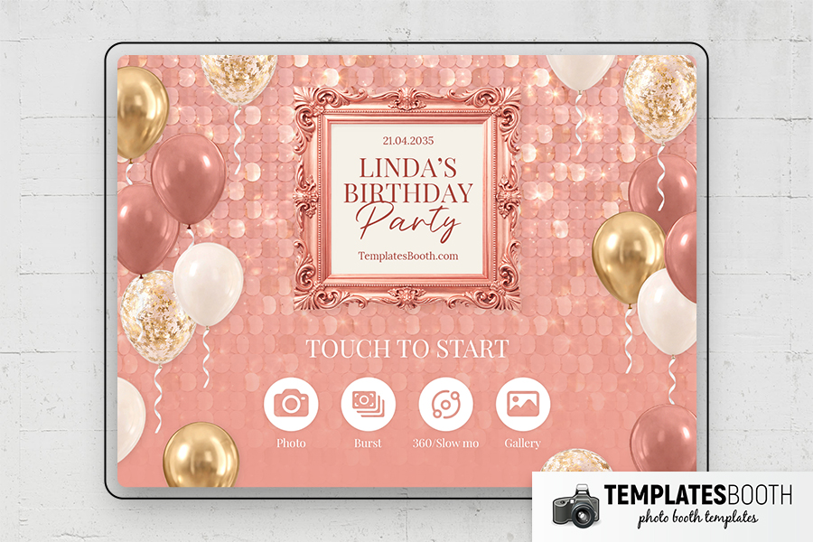 Pink Gold Party Photo Booth Template Preview