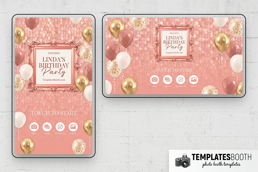 Pink Gold Party Photo Booth Template Preview