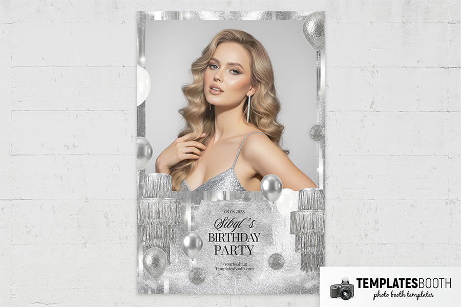 Silver Party Photo Booth Template Preview