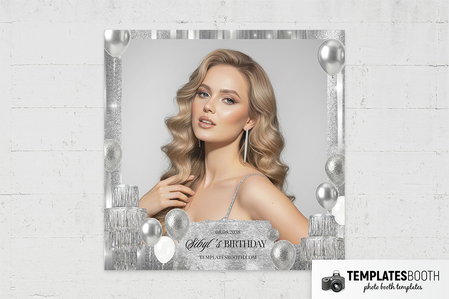 Silver Party Photo Booth Template Preview