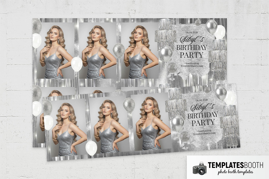 Silver Party Photo Booth Template Preview
